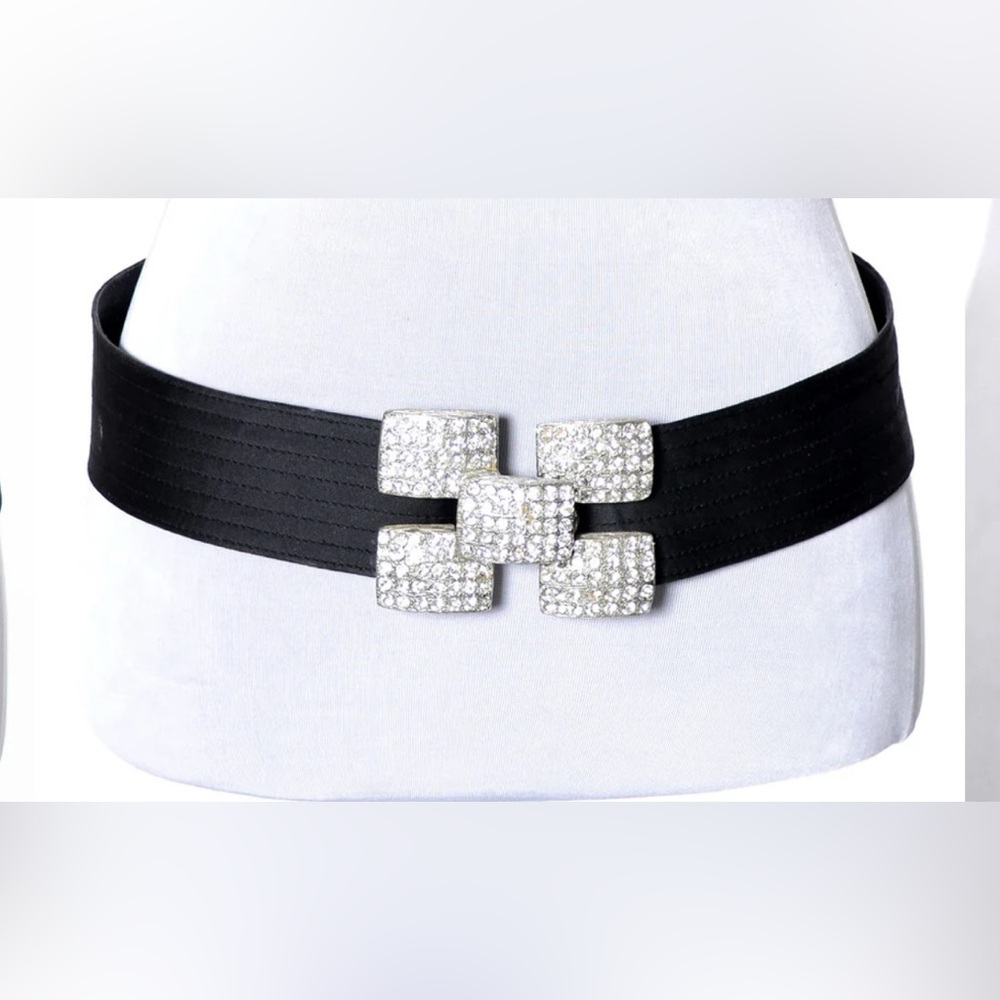 Yves Saint Laurent Vintage Black Belt with Silver Embellishment